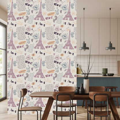 Wallpaper Eiffel Tower With Flowers