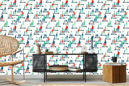 Wallpaper Cheerful People On Scooters