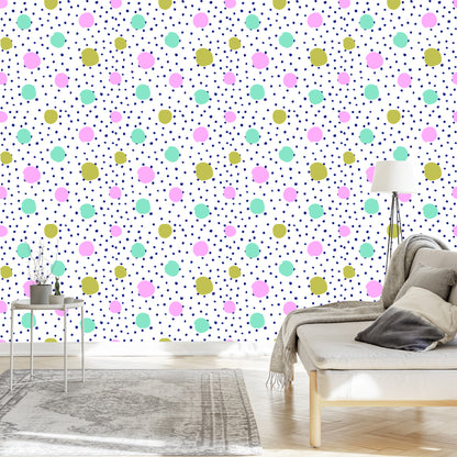 Wallpaper Colorful Painted Dots