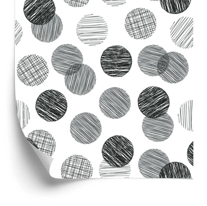 Wallpaper Hand Drawn Gray Big Polka Dots