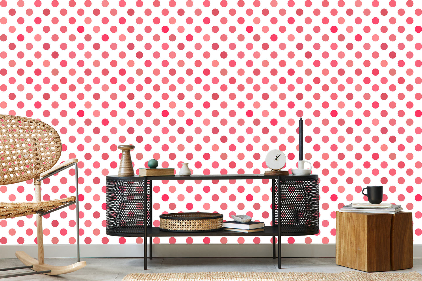 Wallpaper Symmetrical Pink Polka Dots
