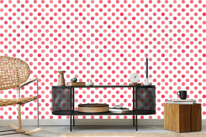 Wallpaper Symmetrical Pink Polka Dots