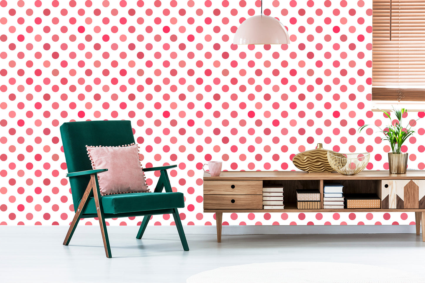 Wallpaper Symmetrical Pink Polka Dots