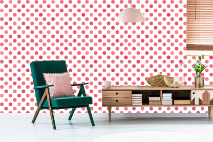 Wallpaper Symmetrical Pink Polka Dots