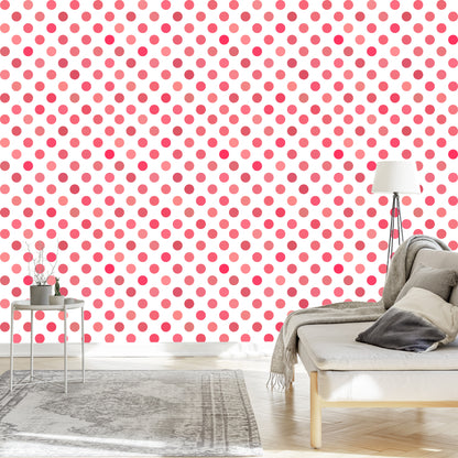 Wallpaper Symmetrical Pink Polka Dots