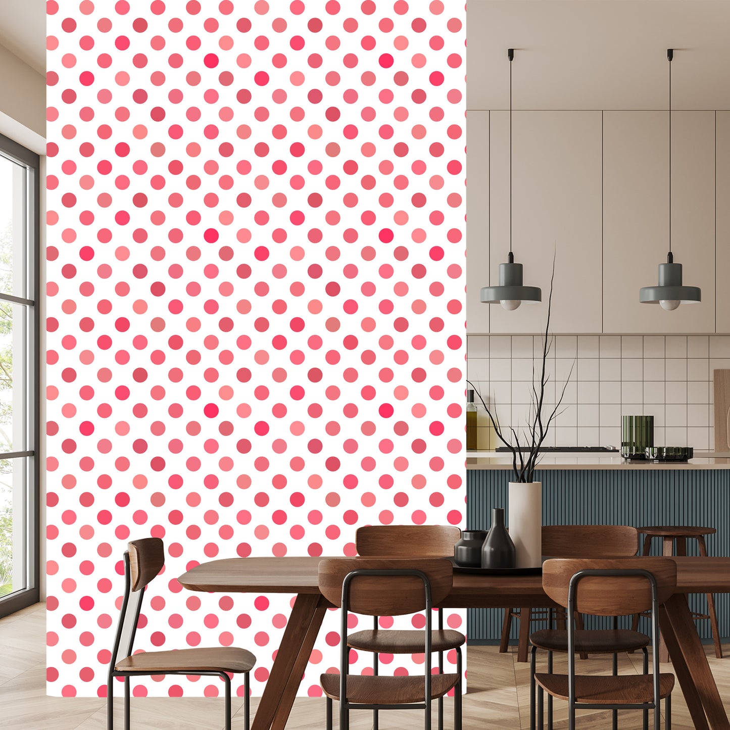 Wallpaper Symmetrical Pink Polka Dots