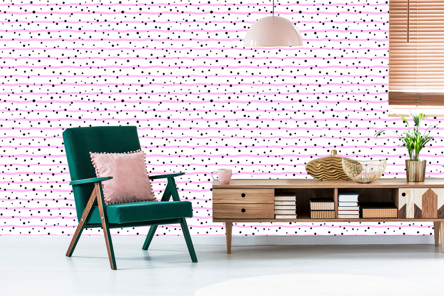 Wallpaper Polka Dots And Pink Stripes