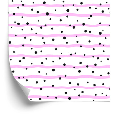Wallpaper Polka Dots And Pink Stripes