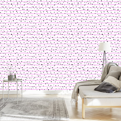 Wallpaper Polka Dots And Pink Stripes
