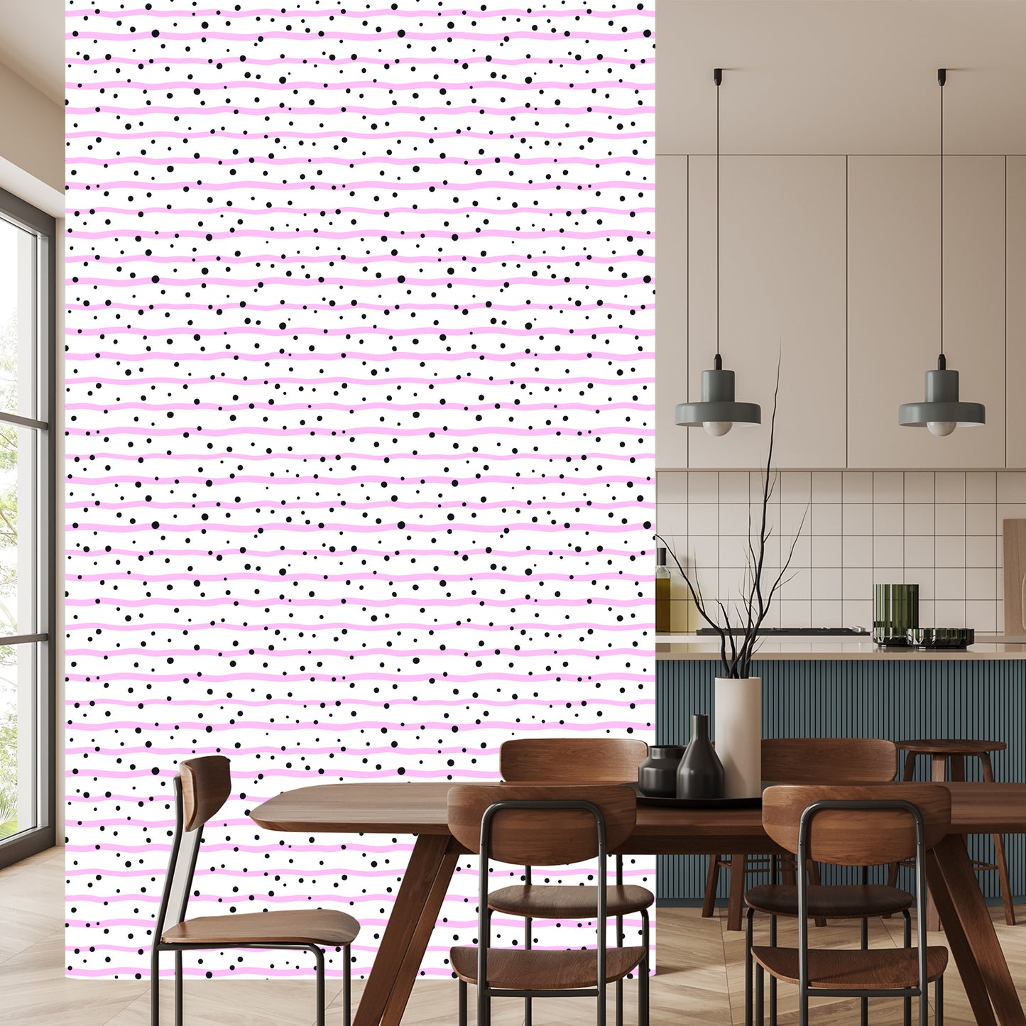 Wallpaper Polka Dots And Pink Stripes