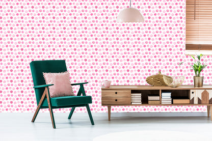 Wallpaper Watercolor Pink Polka Dots