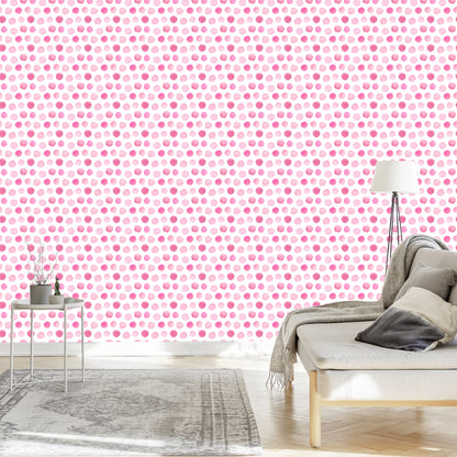 Wallpaper Watercolor Pink Polka Dots