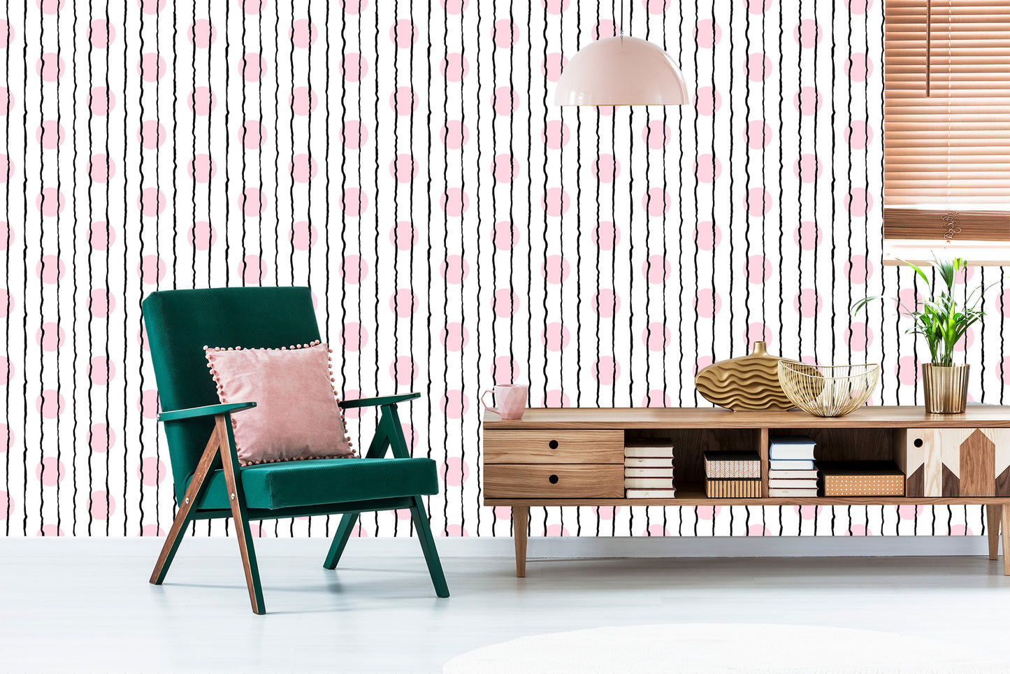 Wallpaper Vertical Stripes And Dots