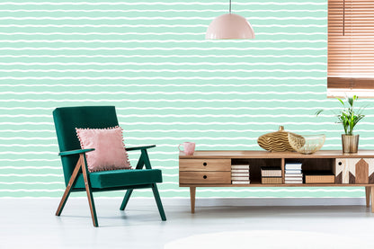 Wallpaper White Stripes On Mint Green Background
