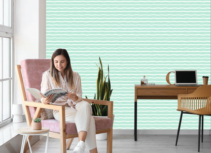 Wallpaper White Stripes On Mint Green Background