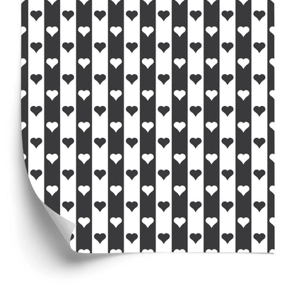 Wallpaper Black And White Stripes And Hearts