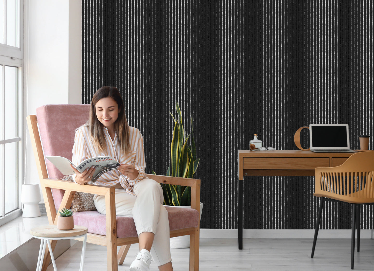Wallpaper Classic Vertical Stripes For The Office Living Room