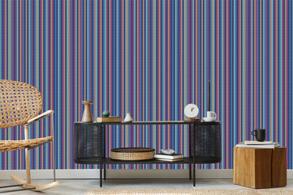 Wallpaper Wall With Colorful Vertical Stripes For The Living Room