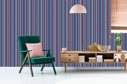 Wallpaper Wall With Colorful Vertical Stripes For The Living Room