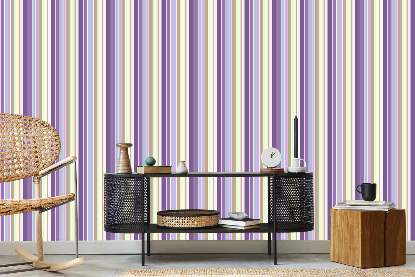Wallpaper A Colorful Vertical Stripes Living Room Bedroom