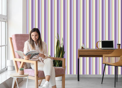 Wallpaper A Colorful Vertical Stripes Living Room Bedroom