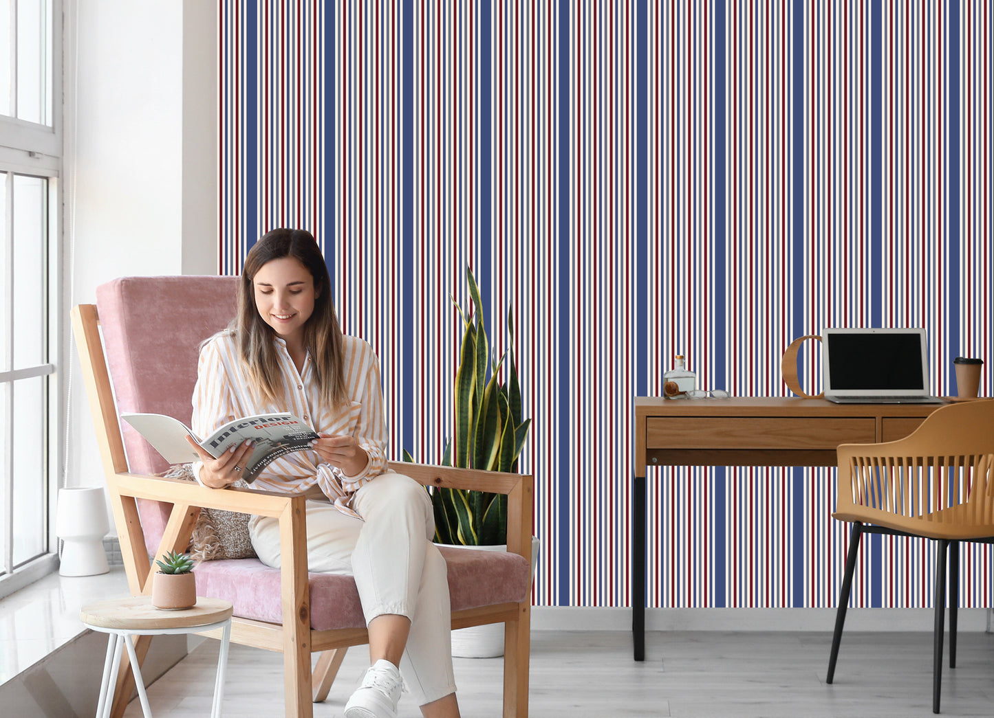 Wallpaper Classic In Colorful Striped Bedroom Living Room