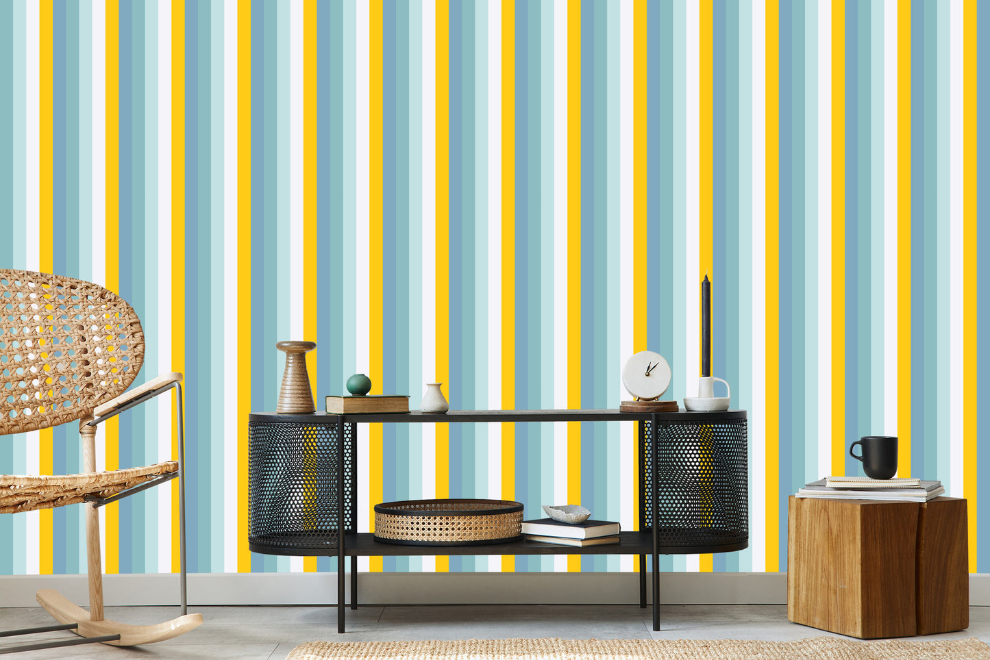 Wallpaper In Colorful Vertical Stripes Living Room Bedroom