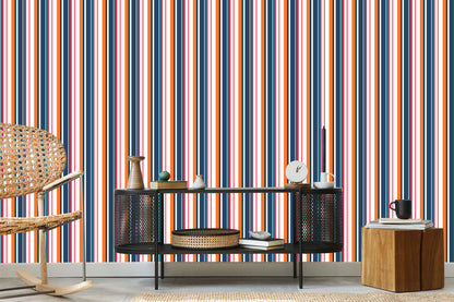 Wallpaper In Colorful Vertical Bars Dining Living Room