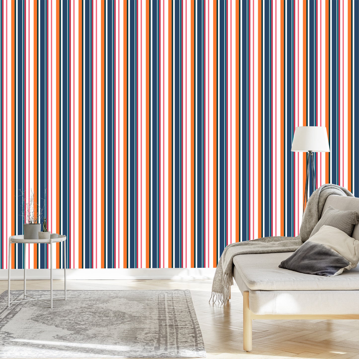 Wallpaper In Colorful Vertical Bars Dining Living Room