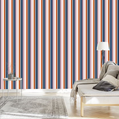 Wallpaper In Colorful Vertical Bars Dining Living Room