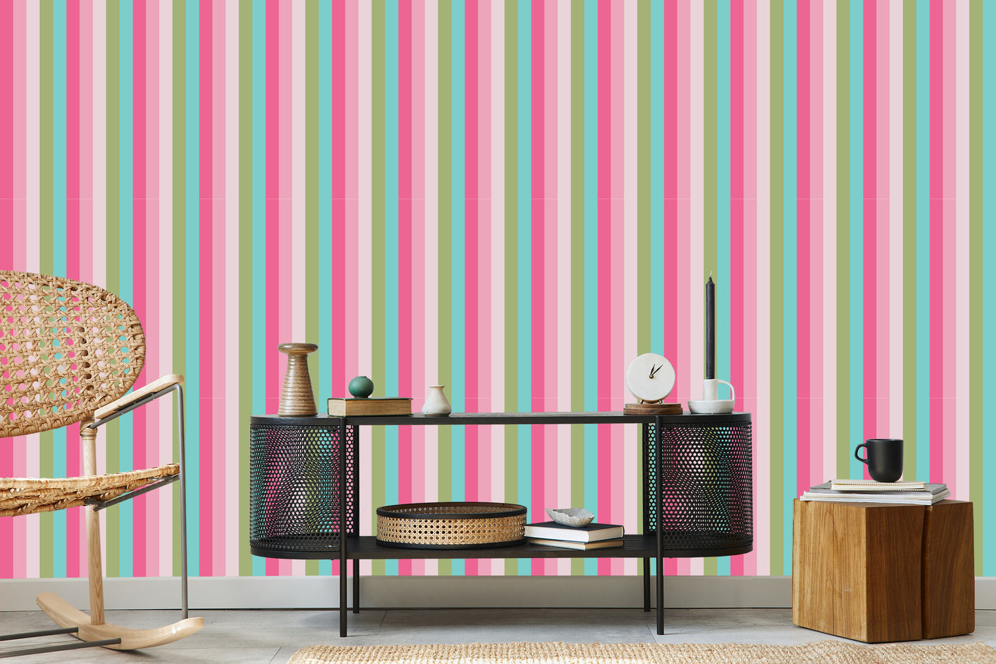 Wallpaper Classic Colored Vertical Stripes For The Living Room