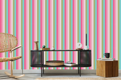 Wallpaper Classic Colored Vertical Stripes For The Living Room
