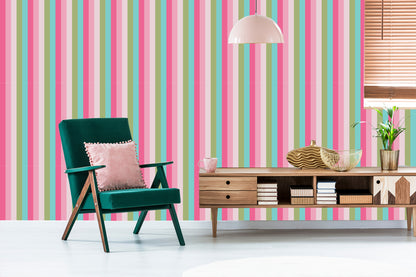 Wallpaper Classic Colored Vertical Stripes For The Living Room