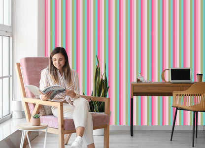 Wallpaper Classic Colored Vertical Stripes For The Living Room