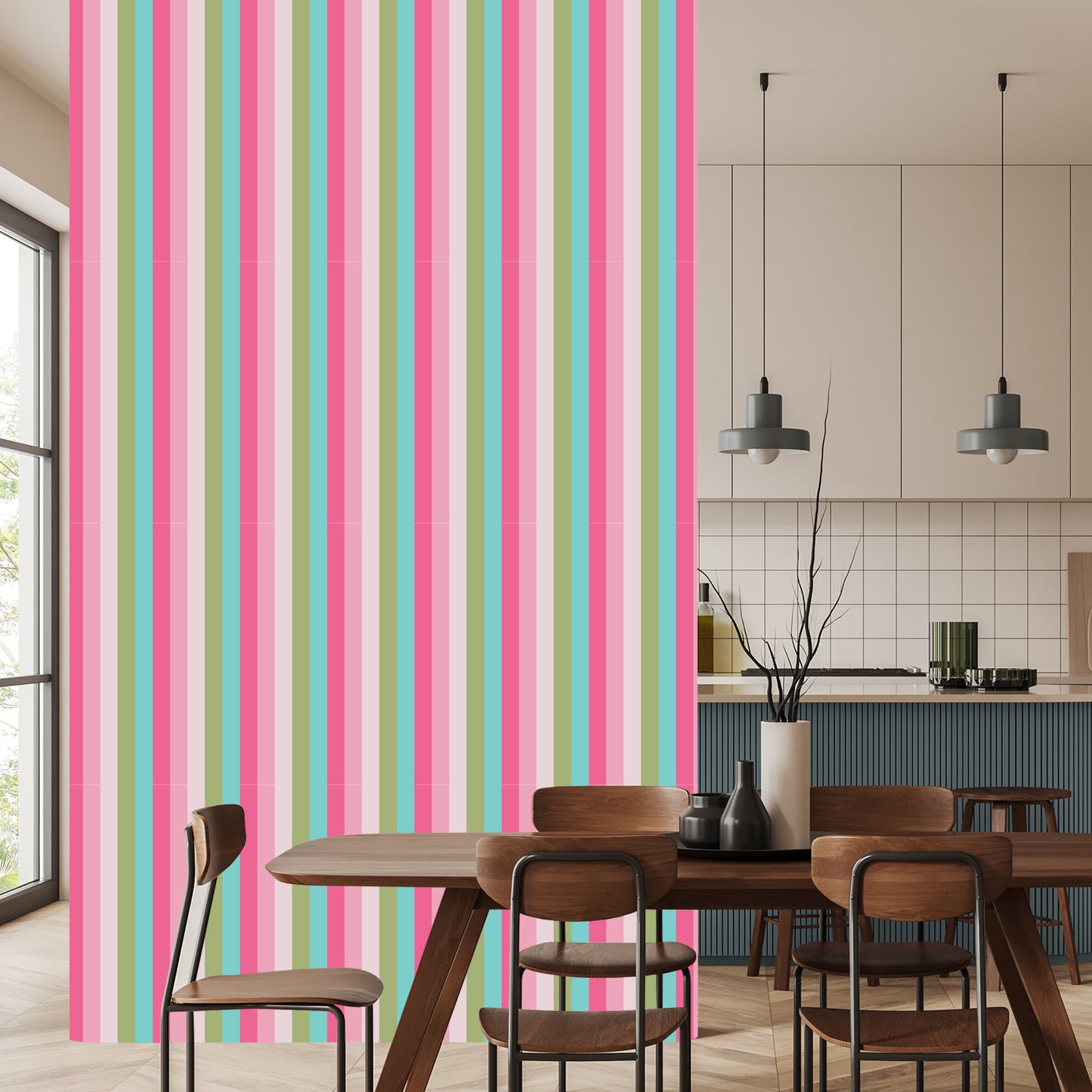 Wallpaper Classic Colored Vertical Stripes For The Living Room