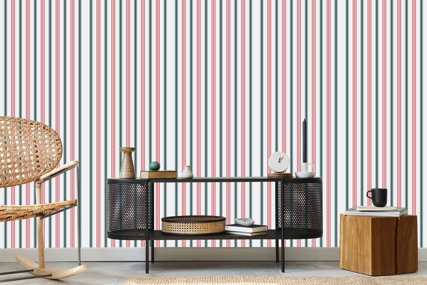 Wallpaper Modern In Colorful Vertical Striped Living Room
