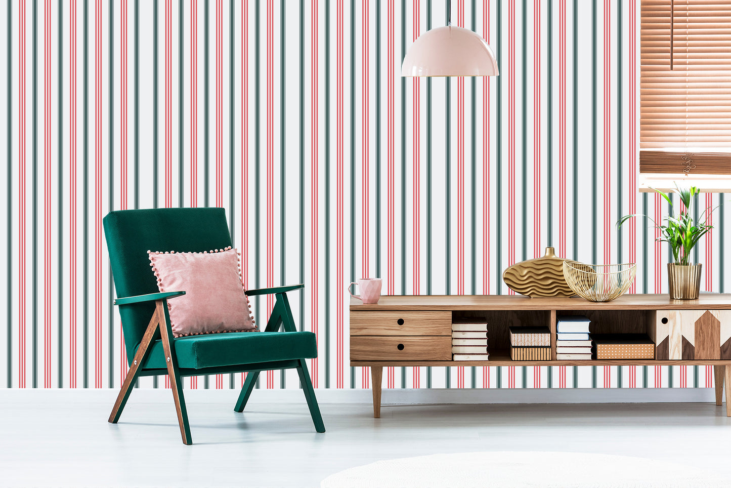 Wallpaper Modern In Colorful Vertical Striped Living Room