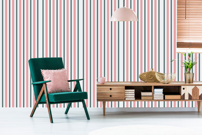 Wallpaper Modern In Colorful Vertical Striped Living Room