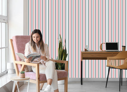 Wallpaper Modern In Colorful Vertical Striped Living Room
