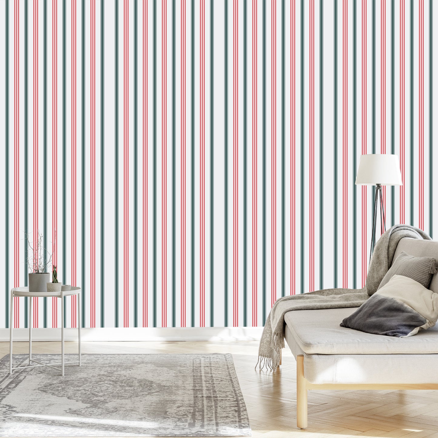 Wallpaper Modern In Colorful Vertical Striped Living Room