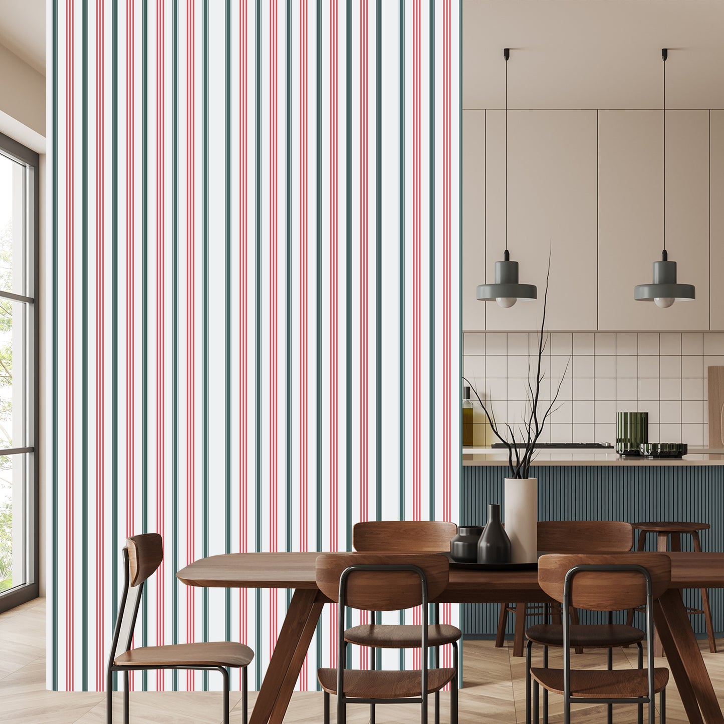 Wallpaper Modern In Colorful Vertical Striped Living Room
