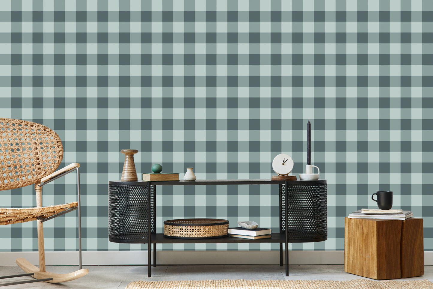 Wallpaper Fashionable Check In Shades Of Gray
