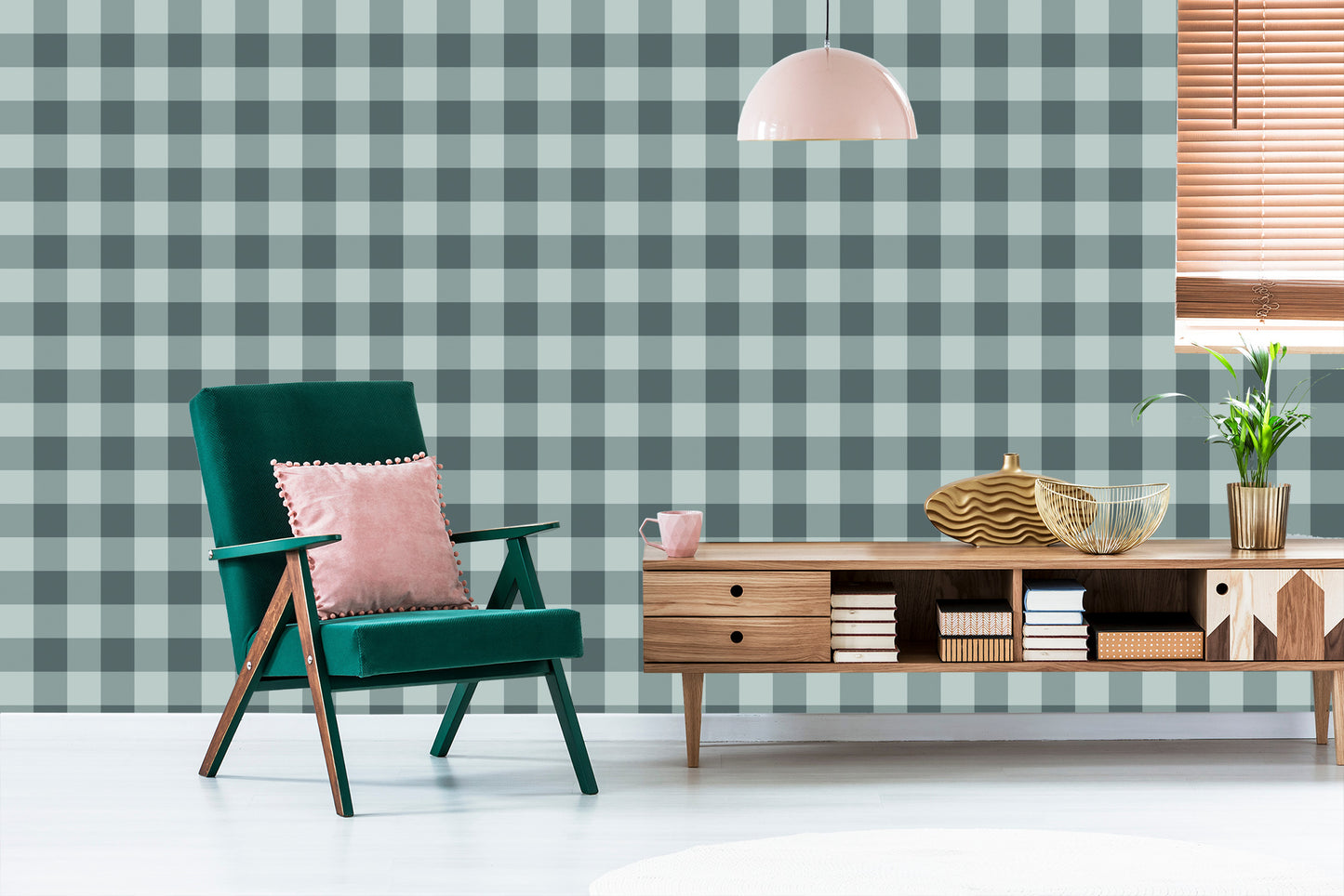 Wallpaper Fashionable Check In Shades Of Gray