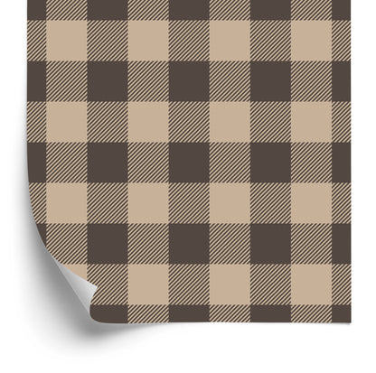 Wallpaper Fashionable Brown And Beige Vintage Check
