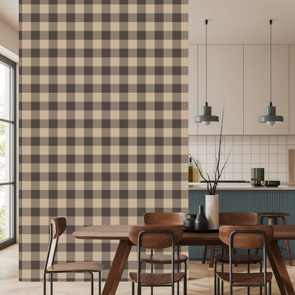 Wallpaper Fashionable Brown And Beige Vintage Check