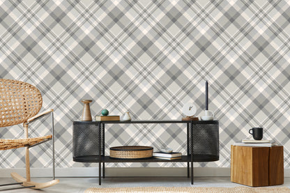 Wallpaper Modern Lattice In Gray - Beige