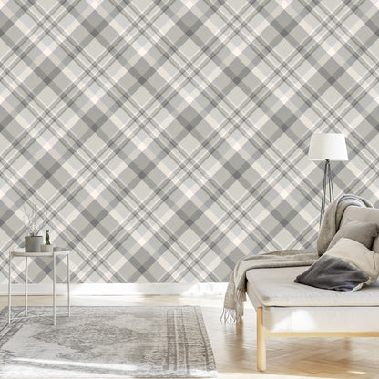 Wallpaper Modern Lattice In Gray - Beige