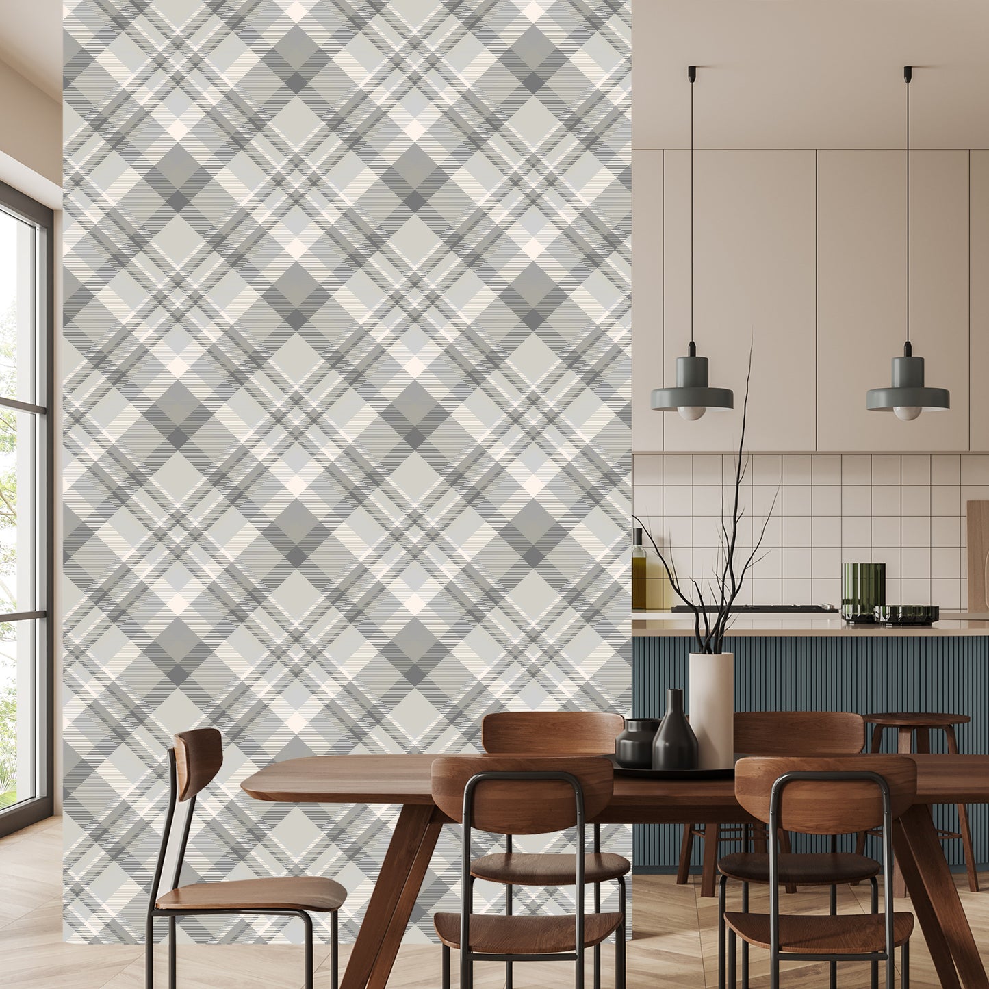 Wallpaper Modern Lattice In Gray - Beige