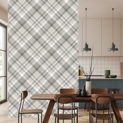Wallpaper Modern Lattice In Gray - Beige