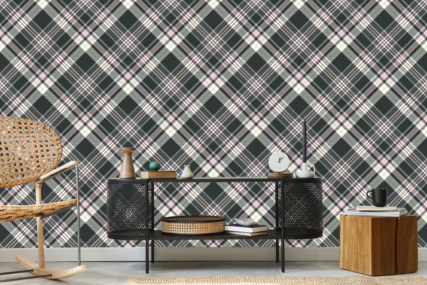 Wallpaper Beautiful Plaid In Pastel Colors